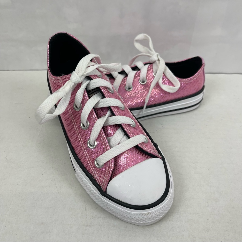 Converse All Star Kids Size 12 Pink Sparkle Low Top Sneakers Youth 12 US‎